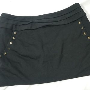ONLY ~ Black Mini Skirt With Gold Hearts Size 3/4